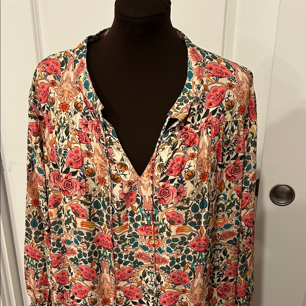 Natural Life Women’s Dara Midi Multicolor Floral Boho Tassels Dress SizeXL - Picture 4 of 11